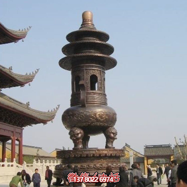 精美鑄銅大型寶蓋香爐，祈福燒香進寶