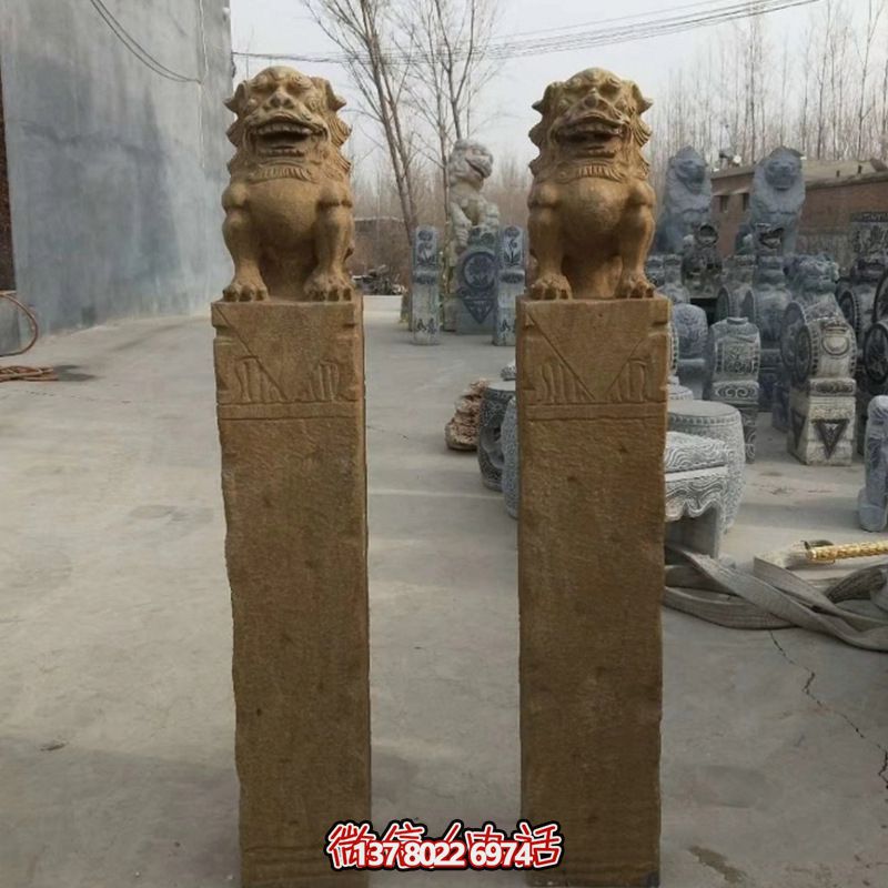 砂巖拴馬柱擺件，為你的寺廟門(mén)口增添優(yōu)雅氣息