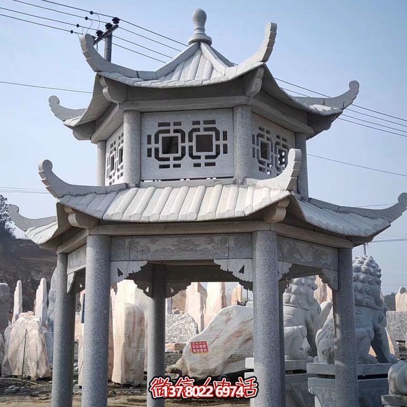 雙層仿古建涼亭，裝點花園、廣場，增添雕塑藝術(shù)氣息