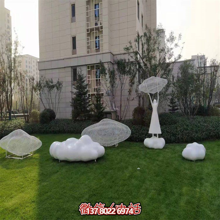不銹鋼創(chuàng)意鏤空戶外園林祥云雕塑——美景美事，祈愿福氣