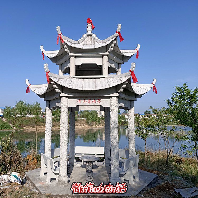 古典風(fēng)格仿古青石二層涼亭，提升園林戶外休息體驗(yàn)