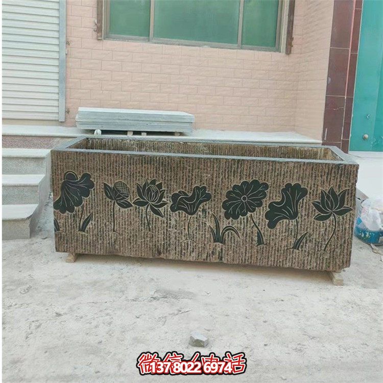 精美花崗巖石雕石缸，裝飾庭院仿古養(yǎng)魚及擺件