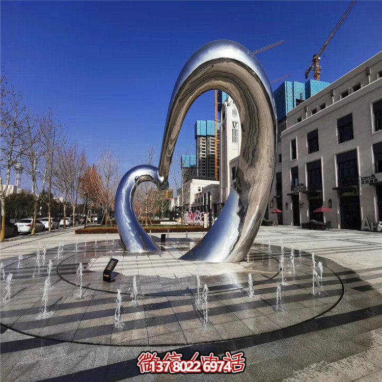 不銹鋼圓形雕塑精致工藝，拋光鏡面，抽象藝術(shù)