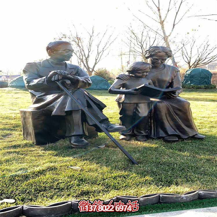 仿銅民俗人物雕塑，玻璃鋼裝飾公園戶外