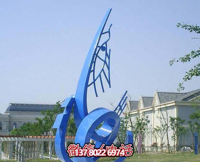 藍色不銹鋼魚雕塑，簡約裝飾街道
