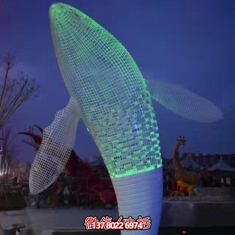 不銹鋼鯨魚雕塑景觀，營造完美空間氛圍