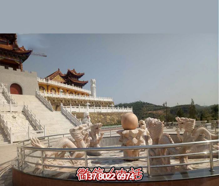 藝術(shù)燈光的魔力，紅龍戲球風大型噴泉石雕秀