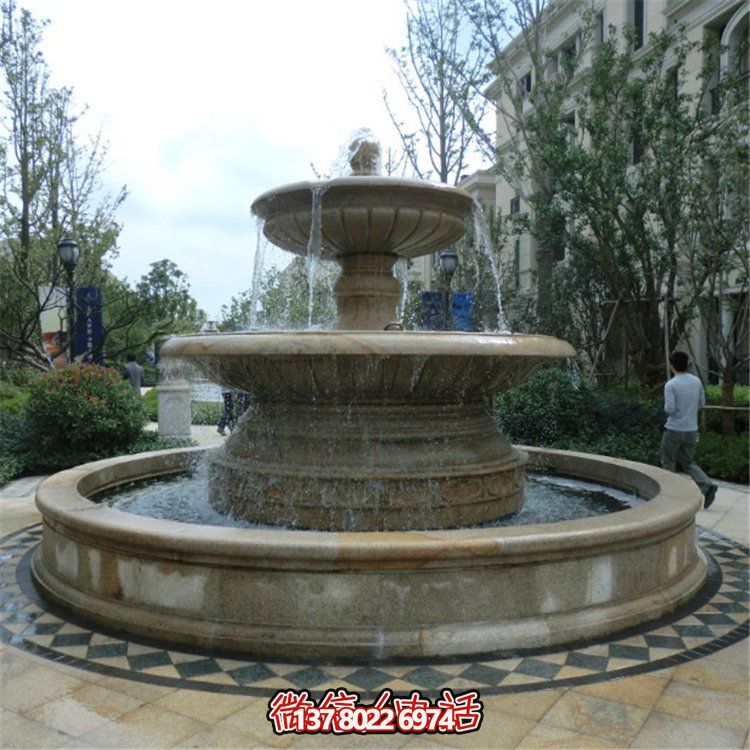 歐式雙層大理石流水噴泉，為小區(qū)增添高貴氣質(zhì)