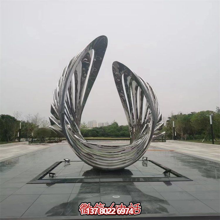不銹鋼抽象翅膀藝術(shù)雕塑，為戶外廣場增添獨(dú)特景觀