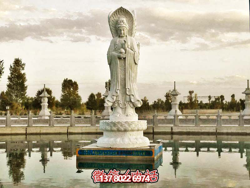 大型漢白玉石雕觀音雕塑，讓你的戶外景區(qū)更加完美