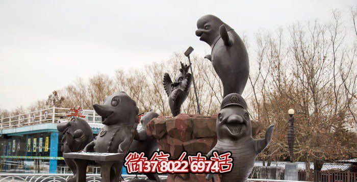 不銹鋼海豚雕塑，個(gè)性創(chuàng)意花園裝飾