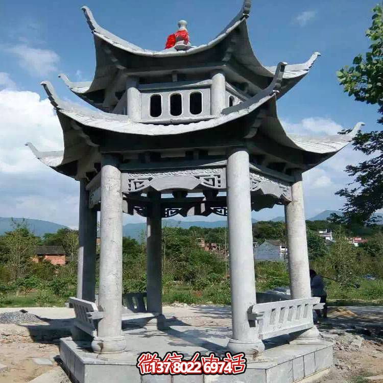 優(yōu)雅雙層石雕涼亭，給您的園林添彩