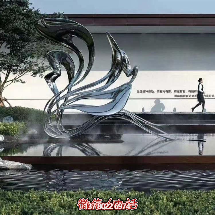 大型不銹鋼抽象雕塑，現(xiàn)代水景景觀創(chuàng)意裝飾