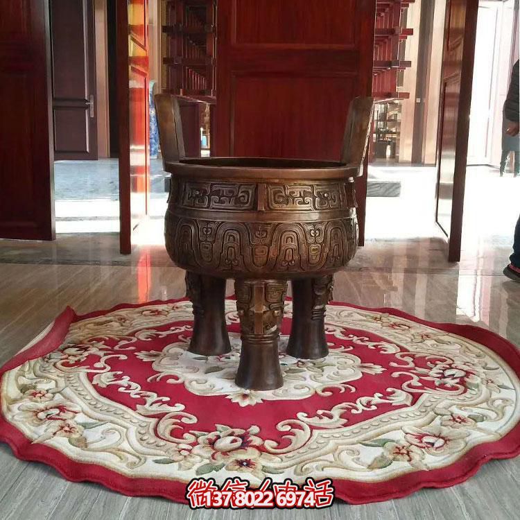 純銅鼎仿古香爐擺件，圓潤家居裝飾