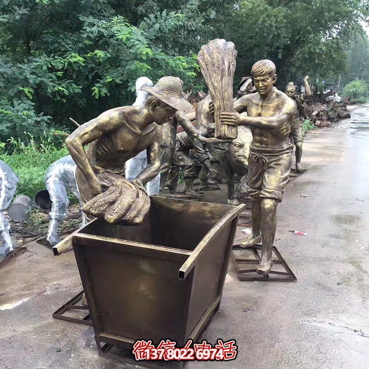中國(guó)民俗——打麥子、勞動(dòng)、人物雕塑