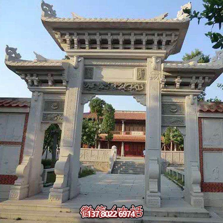 精美大理石石雕景區(qū)園林，大型門樓牌坊雕塑