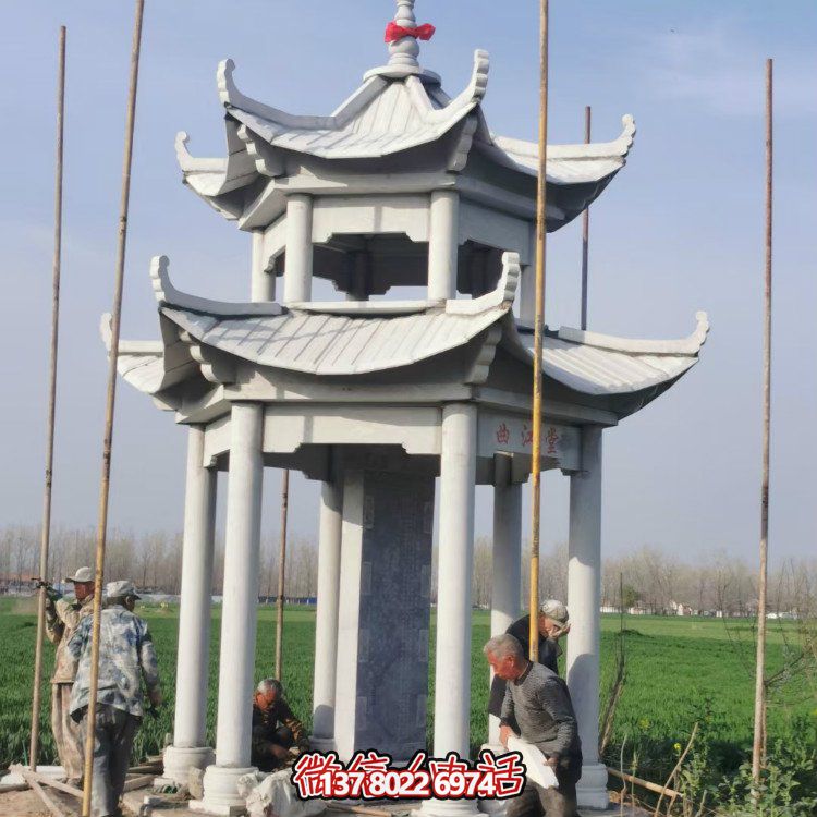 雙層大理石石雕涼亭，點(diǎn)綴家園，打造美麗園林景觀
