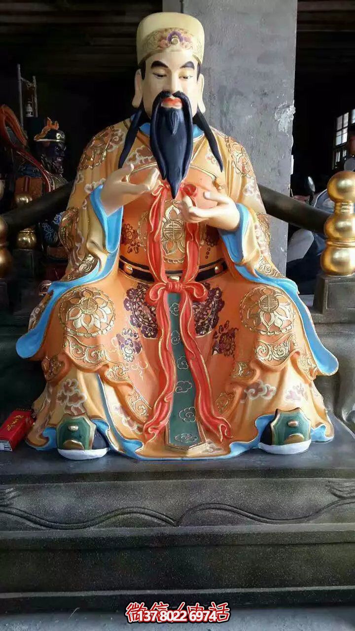 精美供奉財神雕塑，玻璃鋼彩繪絢麗奪目