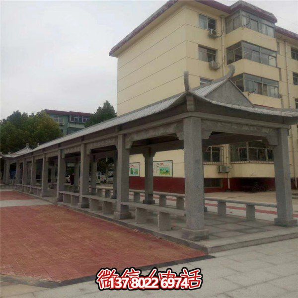 仿古建筑石雕長(zhǎng)廊亭子，打造文化小區(qū)廣場(chǎng)雕塑