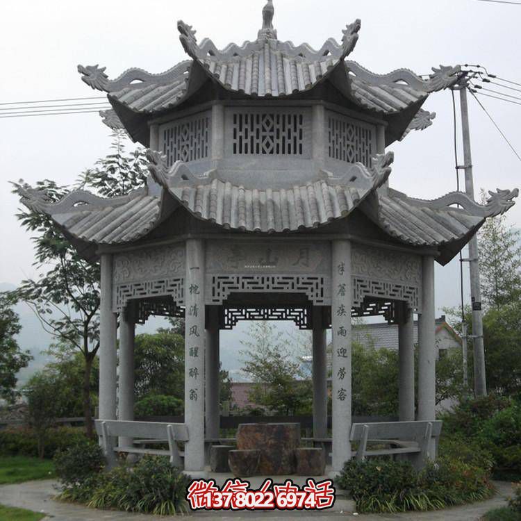仿古青石涼亭，美觀大方，雕塑精美
