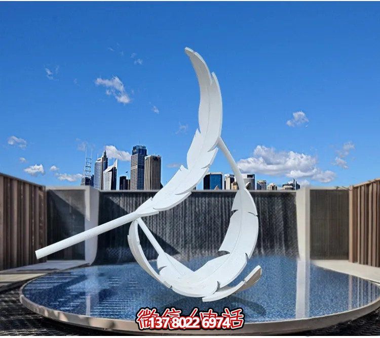 大型不銹鋼鏡面羽毛雕塑，創(chuàng)意園林景觀裝置