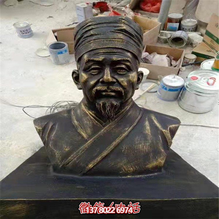 仿銅人物雕塑，玻璃鋼擺放玻璃裝飾城市學(xué)校園林