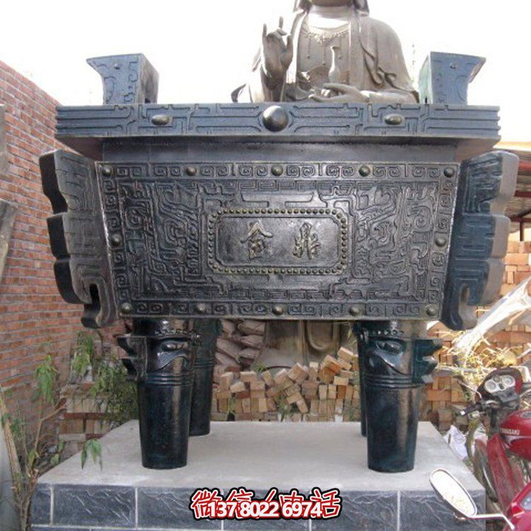精美佛教用品銅香爐擺件，長方形裝飾家居