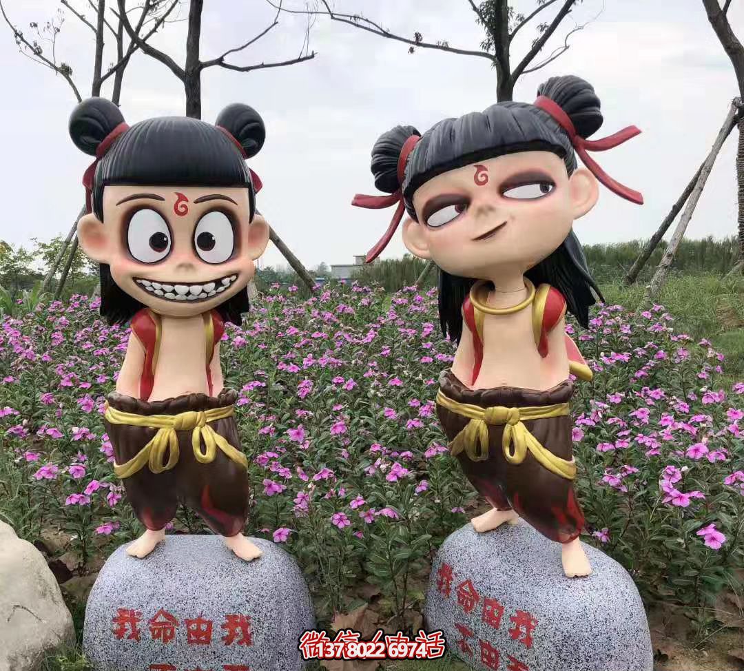哪吒彩繪玻璃鋼雕塑，為公園廣場帶來獨特藝術(shù)氛圍