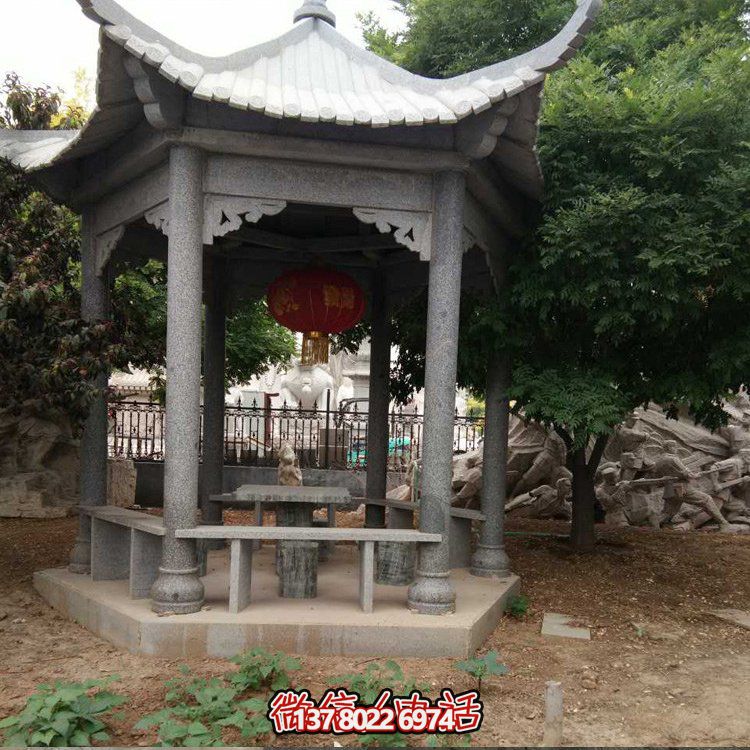 精美青石雕刻仿古中式?jīng)鐾?，裝點精美公園戶外