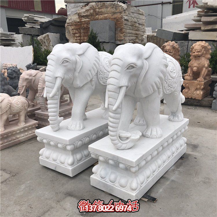 大理石石雕大型動物雕塑，點綴庭院別墅門口