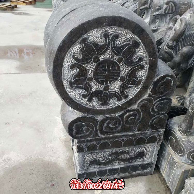 精美青石浮雕抱鼓石雕塑，點(diǎn)綴門口庭院