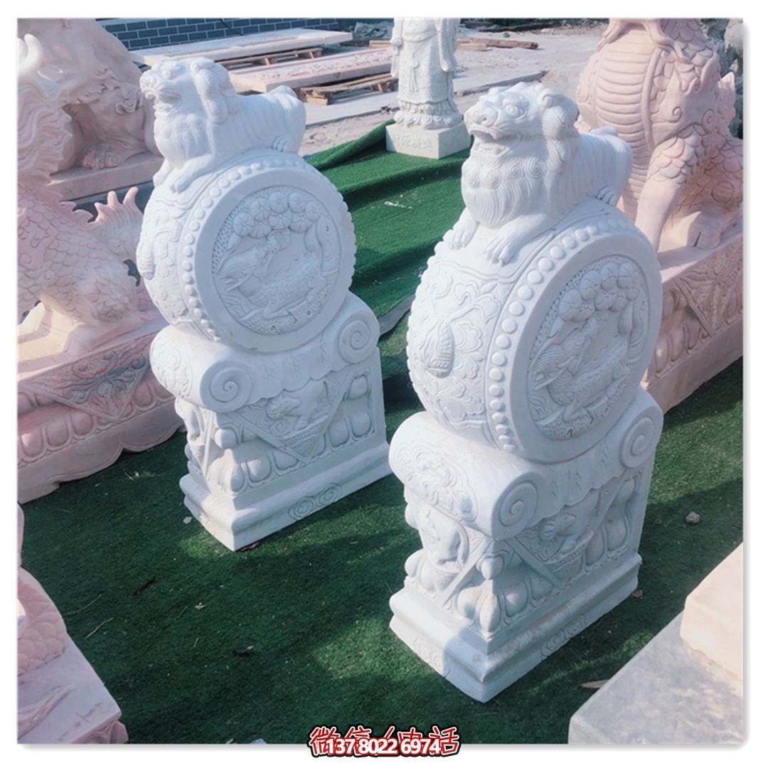 精美石雕獅子雕塑，裝點精致庭院