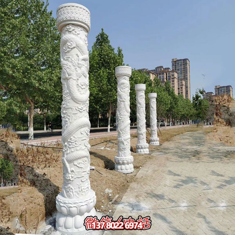 傳統(tǒng)文化靈魂，中國龍紋大理石柱雕刻景觀擺放