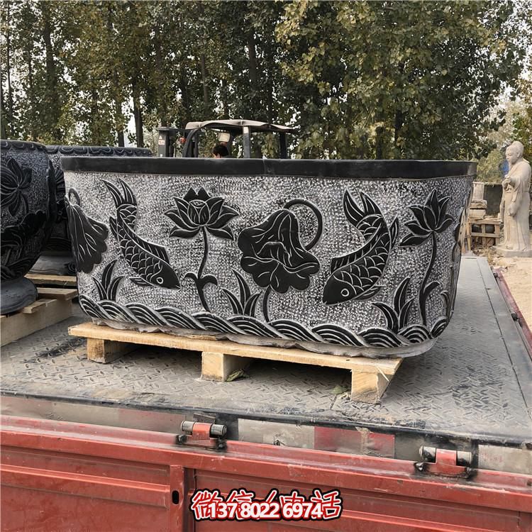 精美青石雕刻橢圓花盆，打造完美庭院戶(hù)外環(huán)境