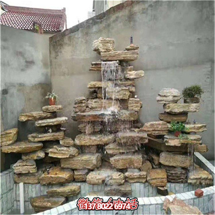 大型立式層流水假山石造景，給你驚艷的室外庭院廣場(chǎng)