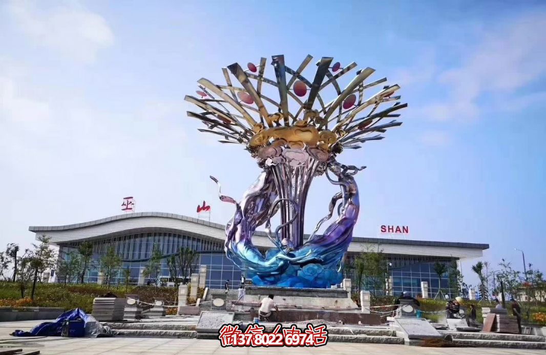 玻璃鋼美人魚雕塑，給廣場帶來彩繪跳舞美景