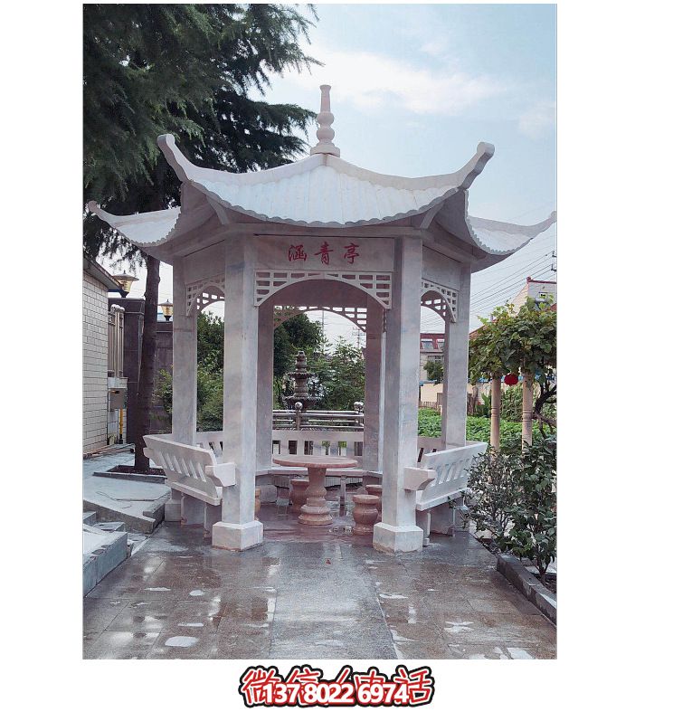 仿古大理石涼亭，美化花園景觀
