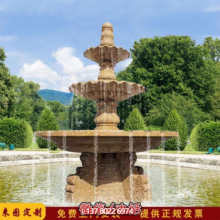 流水紅晚霞，石雕戶外景區(qū)擺件