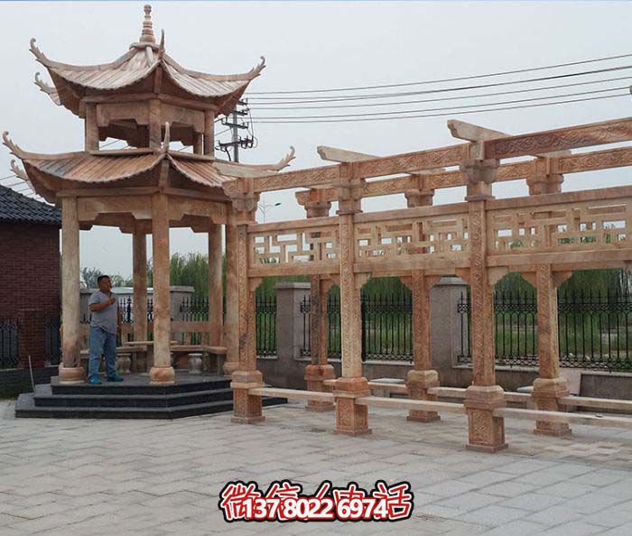 美麗的花崗巖長廊，沐浴在精致的雕刻藝術(shù)中