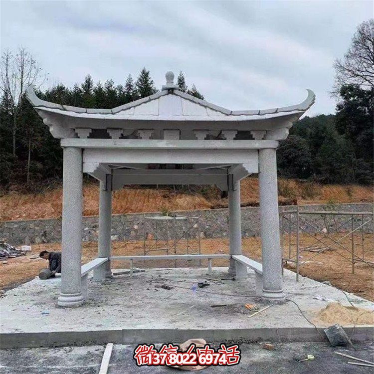 獨(dú)具魅力的石雕涼亭，點(diǎn)綴園林景觀