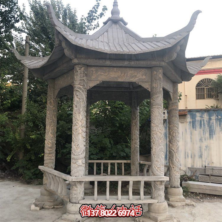 中式仿古建筑青石石亭，為您的園林戶外擺放帶來古典美