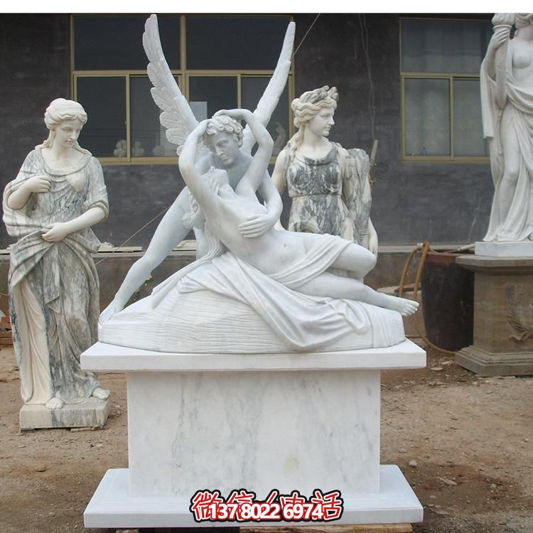 西方天使?jié)h白玉雕塑，美化景區(qū)廣場