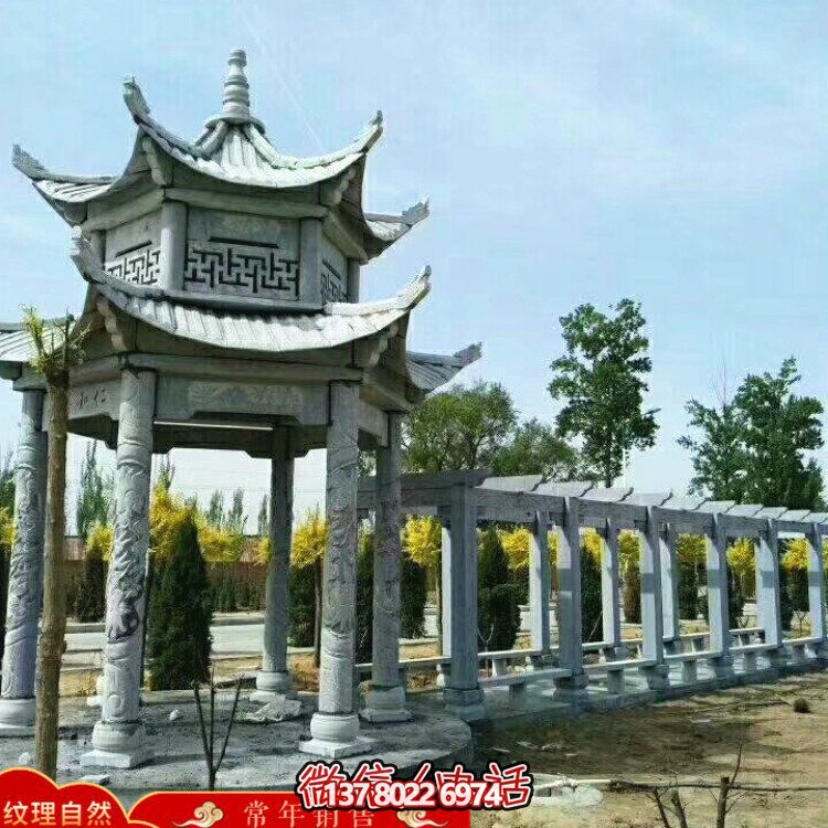 甄選優(yōu)質(zhì)大理石雙層涼亭，精美絕倫的雕塑美景