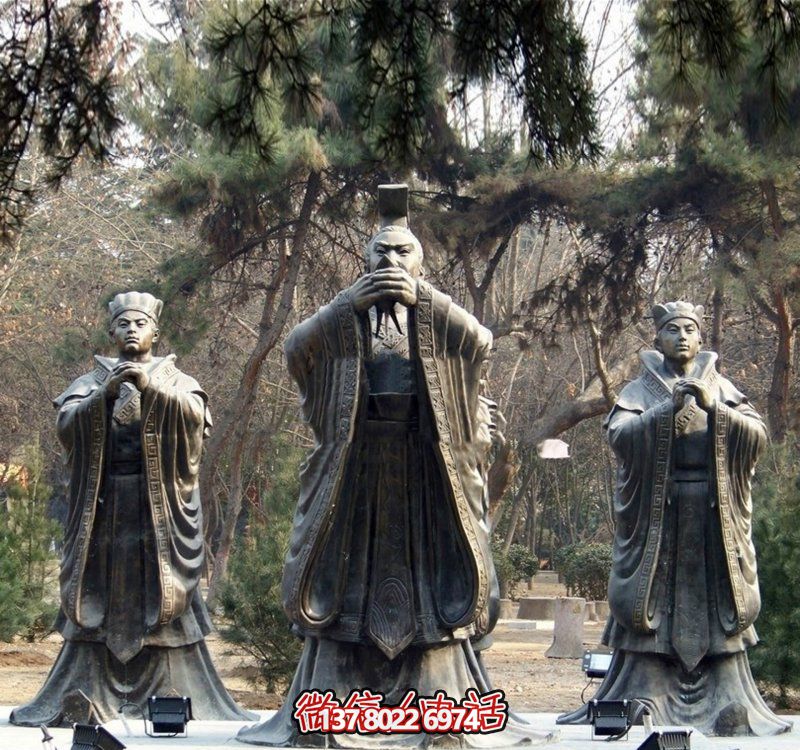 景區(qū)廣場歷史名人劉關張?zhí)覉@結義人物銅雕塑
