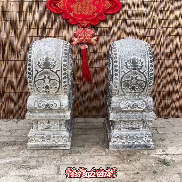 青石仿古抱鼓石，大理石古建大門門墩