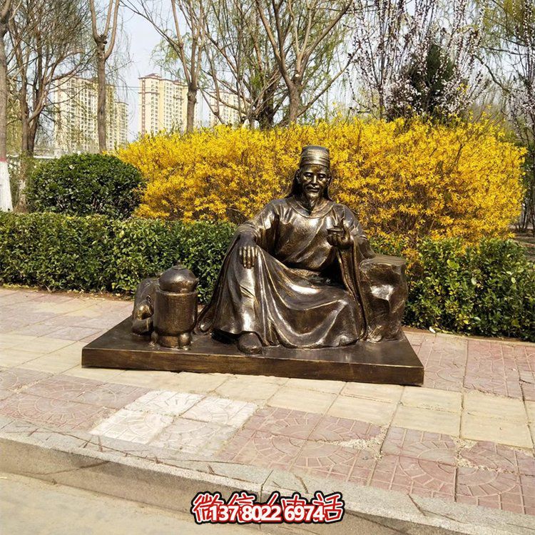 茶圣陸羽雕塑，玻璃鋼仿銅歷史名人情景雕塑