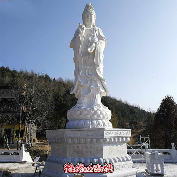 觀音佛像，漢白玉滴水觀音石雕石像