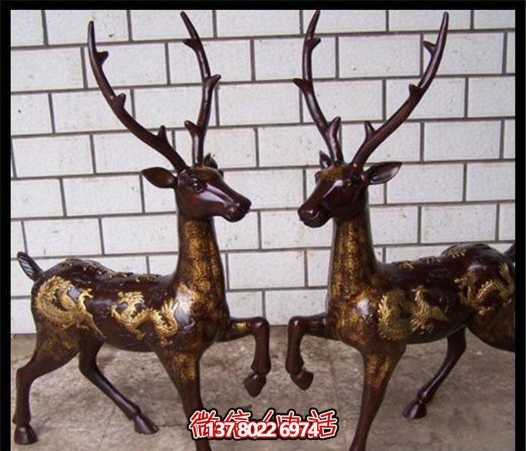 戶(hù)外景區(qū)大型玻璃鋼仿銅鹿雕塑