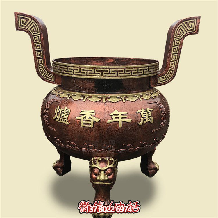 家用銅雕上香祈福鼎，香爐雕塑